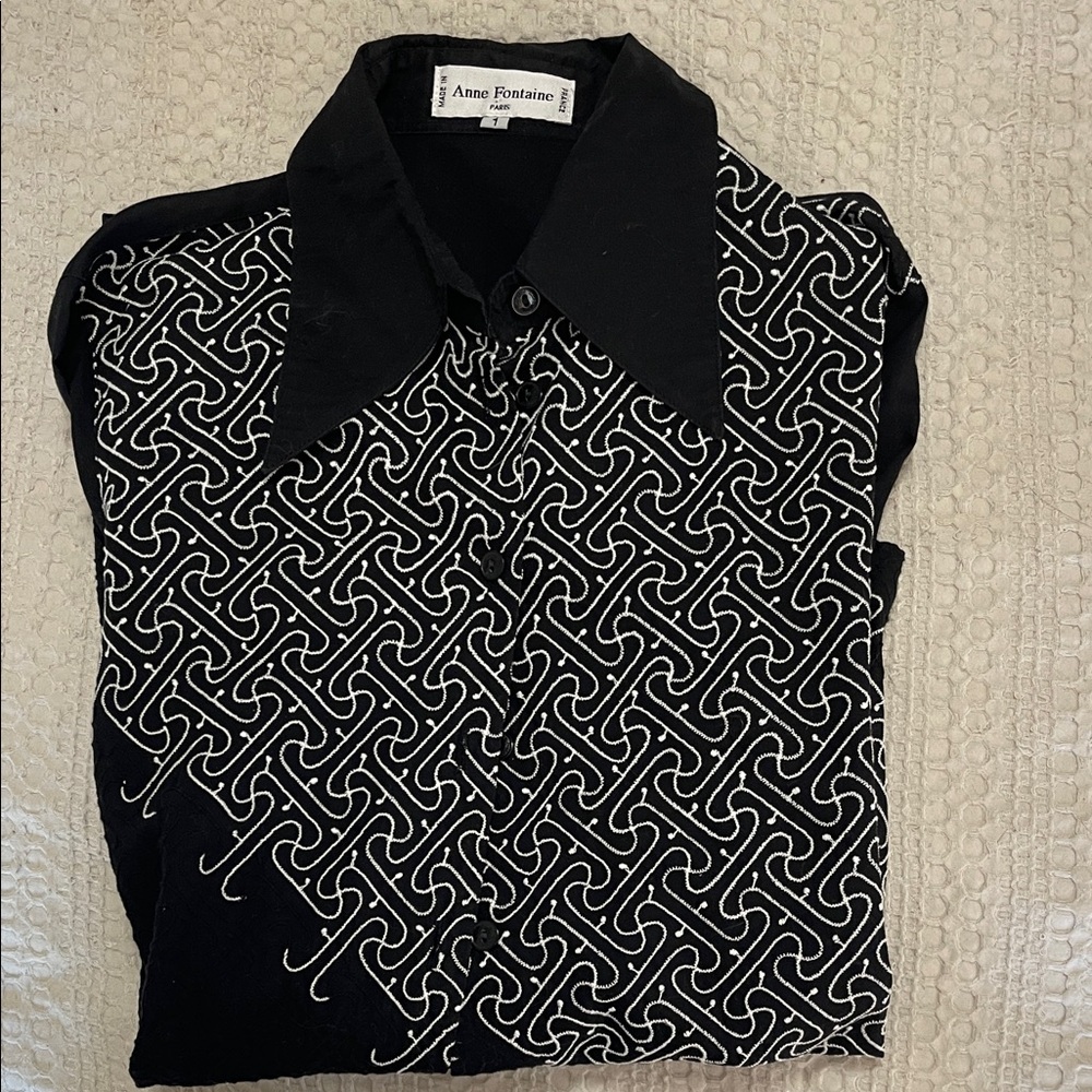 Anne Fontaine Black and White Patterned Button Down Shirt